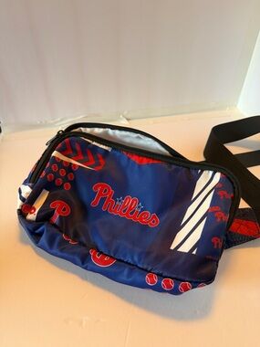 MLB Phillies Navy Blue Crossbody Waist Bag with Red and White Accents